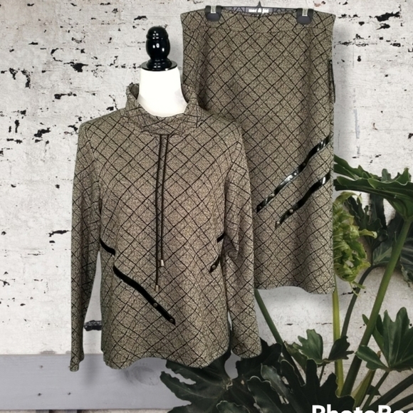 Vintage Cafe Au Lait Women's Top and Skirt Set Y2K Canada Made - Picture 1 of 6